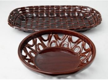 2 PRIMO'GI Bassano Italy Lattice Basket Weave PlatterBowl Made In Italy(2712)