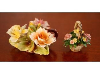 2 Beautiful Floral Ceramic Figurines (2806)