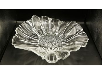 Large Floral Glass Serving Bowl (2876)