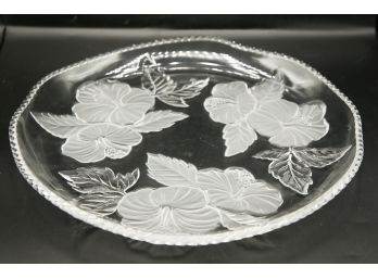 Pristine Vintage Glass Serving Dish - Floral Design  (2871)
