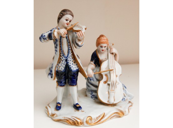 Capodimonte Italian Porcelain Mark (Post 1920s)  Colonial Figurine Of Musicians  - (0222)
