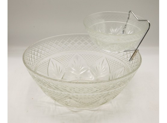 Fine Crystal - Antique Luminarc By J.G. Durand  -  2 Tier Chips & Dip Dish - Clear Glass (0155)