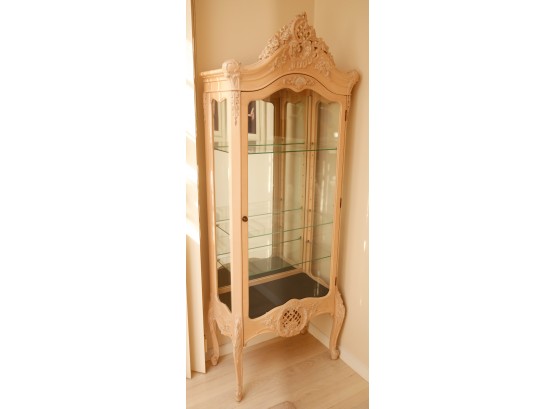 Wonderful Vintage French Style - Glass Door - Curio Display Cabinet W Glass Door And Shelves W Light  (2970)