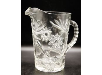 Small Vintage Pressed Glass Water Pitcher (0132)