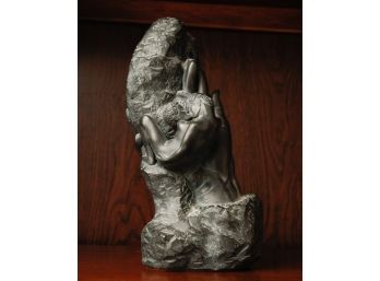 Stunning Sculpture Hand With Lovers Embracing  (0203)