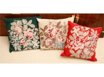 3 Decorative Needle Point Square Pillows (0006)