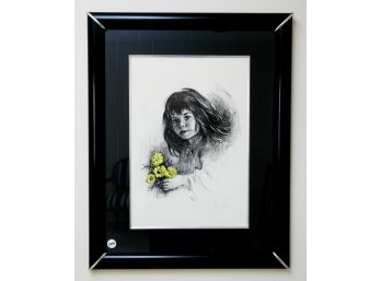 29 X 22 Signed Fabri Of A Girl Holding Flowers   (2998)