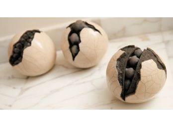 3 Large Ceramic  Dragon Eggs Hatching  - Home Decor (0162)