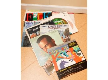 Lot Of Assorted Records - Folk, The First Family Vaughn Meader,  Peter And The Wolf, Belafonte And More (0187)