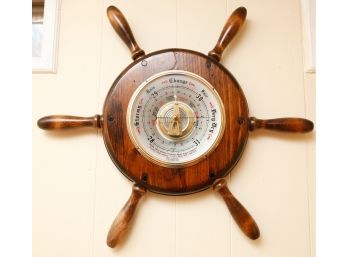 Antique Collectable Nautical Ship Wheel Barometer - Wall Mount - Made In England (0077)