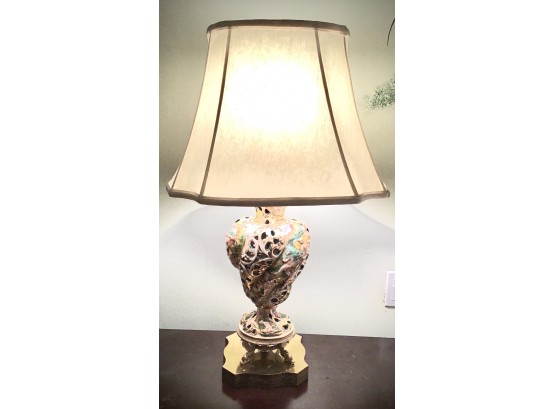 Vintage Capodimonte Porcelain Table Lamp Made In Italy 30' (G148)