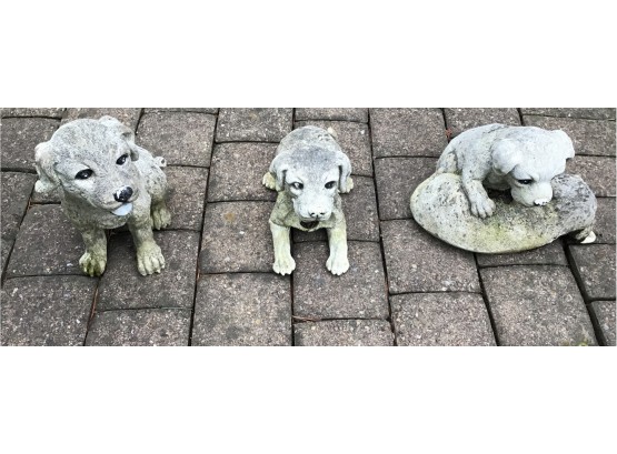 Adorable Outdoor Cement Puppies Set Of 3 (G136)