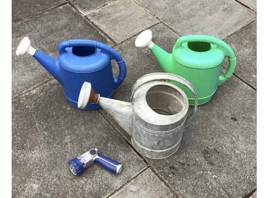 3 Watering Cans & Spray Nozzle (G143)