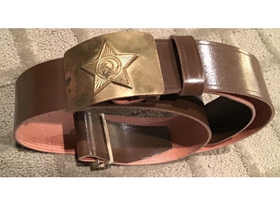 Russian Leather Belt With Star Belt Buckle (G157)