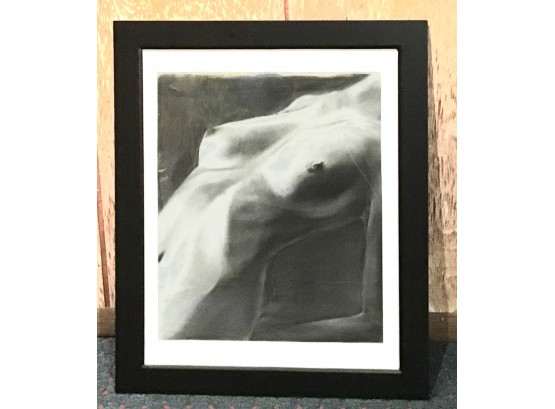 Stylish Black & White 'Nude' Charcoal Print, Unknown Artist  (G256)