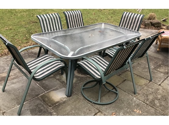 Glass Top Rectangular Outdoor Patio Set With 6 Chairs (g141)