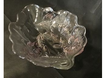 Hibiscus Motif Glass Bowl 13' (G075)