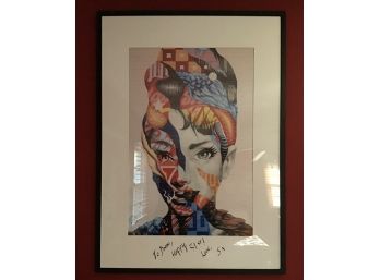 Rare Mural Print Of Audrey Hepburn In NYC's Little Italy Portrait Painting (g236)
