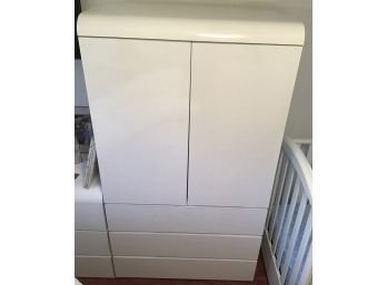 Vintage 1980'S White Formica 3 Draw Dresser With Hutch   (g229)