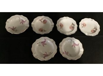 Bavaria Edelstein Longuion Personal Ashtrays Set Of 6 Made In Germany (G079)