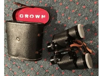 Vintage Crown Binoculars In Travel Case 7x35 34' At 1000 Yards (g283)