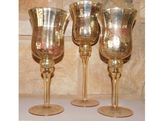 Gold Painted Glass Candle Holder