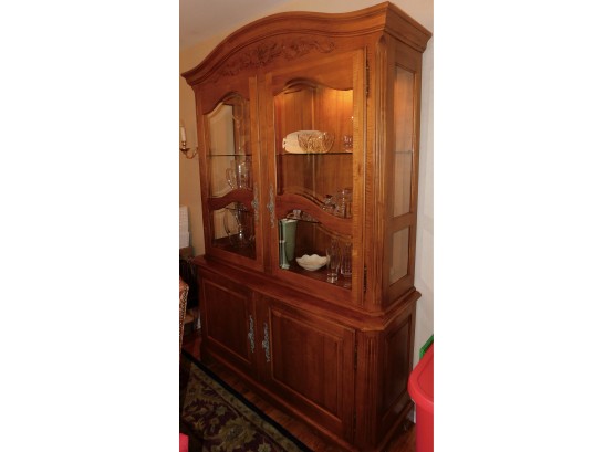 Lighted Ethan Allen Legacy French Country Server China Cabinet