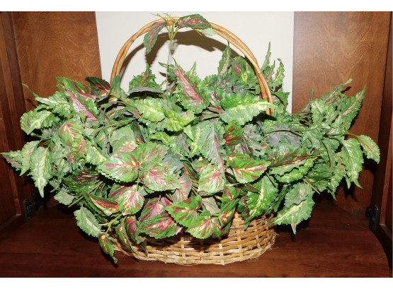 Large Basket With Faux Plant