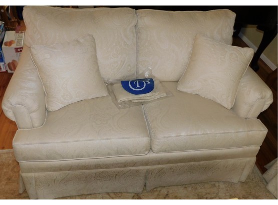Stylish Ethan Allen Gently Used White Jacquard Sofa