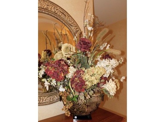 Beautiful Faux Flower Bouquet With Ceramic Table Vase And Stand