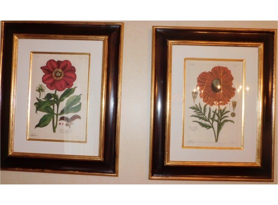 Vintage Pair Of Floral Art Framed