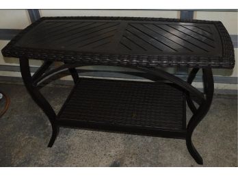 Outdoor Resin Wicker Table With Metal Tabletop