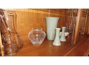 Set Of 3 Lenox Vases & Misc China