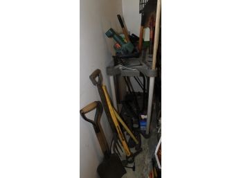 Assorted Garden Tools With Tool Stand
