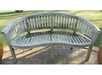 Stylish Holliston Hill Teak Collection Curve 3 Seater Extra Thick Bench