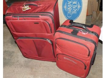 Pair Of Red Samsonite Luggage Large And Small