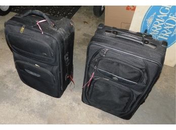 3 Black Samsonite Suitcases Large And Small & Roll Carry Bag