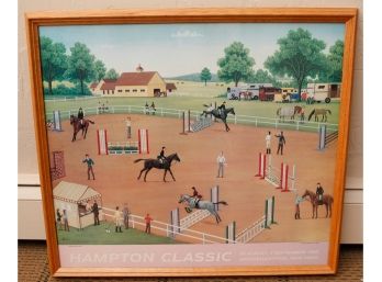 Lovely HAMPTON CLASSIC Horse Poster, 1983 Artist SUSAN SLYMAN Bridgehampton  -Maple Framed 24.5' X 28' (0688)