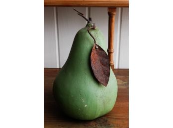 Large Artificial Pear With Metal Rusted Leaf (G025)