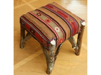 Rustin Hickory Upholstered Stool With No Back - South Western Motif - 18x17x17 (0569)