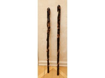 Vintage Hand Carved Walking Sticks/Canes (0749)