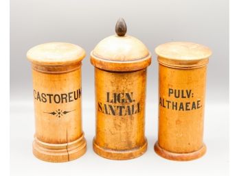 Rare Antique English Wooden Apothecary Jars   (0730)