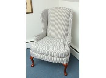 Pristine -Pem-Kay   Blue And White Stripped - Wing Back Chair - Pem-Kay Chair Division 43x30x26 (0564)