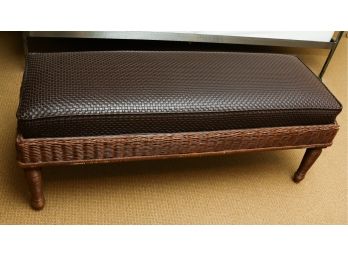 Stylish Ralph Lauren Home Collection - Leather Cushion Wicker Bench - Style 402N - 20x49x18 (0499)