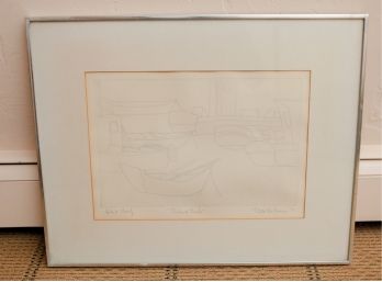 Artist Proof  Titled 'Fishing Boats' 1971 - Signed - 20x25 (0683)