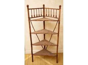 Stunning 19th Century Antique Victorian Bamboo And Wood Corner Etagere (0812)