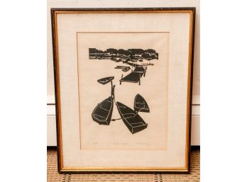 Rare Lithograph - Signed Frank C. Eckmair  Art On Rice Paper - #172/280 'Public Landing' 1965 - -  (0685)