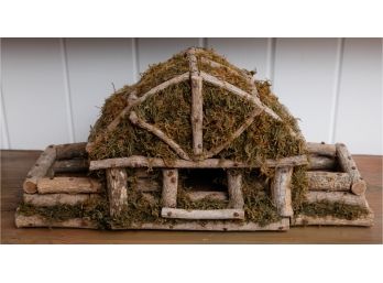 Decorative Wooden House With Moss (G082)