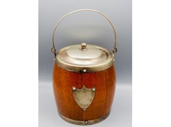 Edwardian Oak Biscuits Barrel W/ Ceramic Liner - Ice Bucket  - By BiminiCricket (0734)