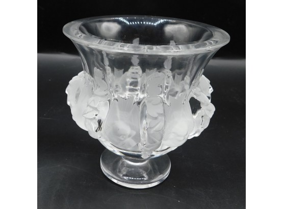 LALIQUE Dampierre Frosted Crystal Bird & Vine Art Glass Vase - BEAUTIFUL